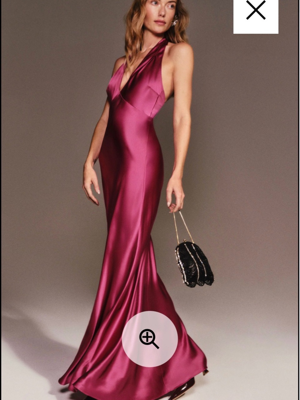 Reformation Silk Daniela Halter Dress in Deep Magenta